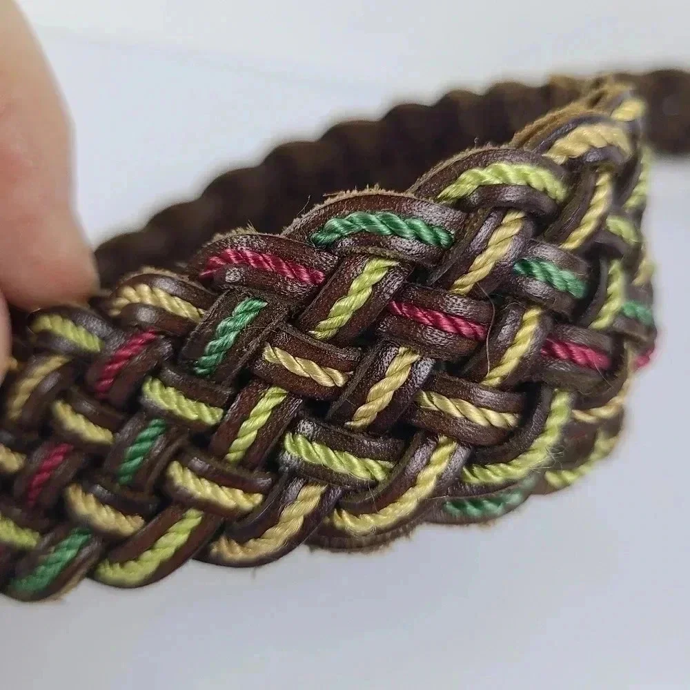 Talbots vintage tri-colored genuine leather weave belt.